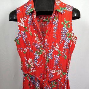 NANETTE LAPORE SLEEVELESS RED FLORAL DRESS
